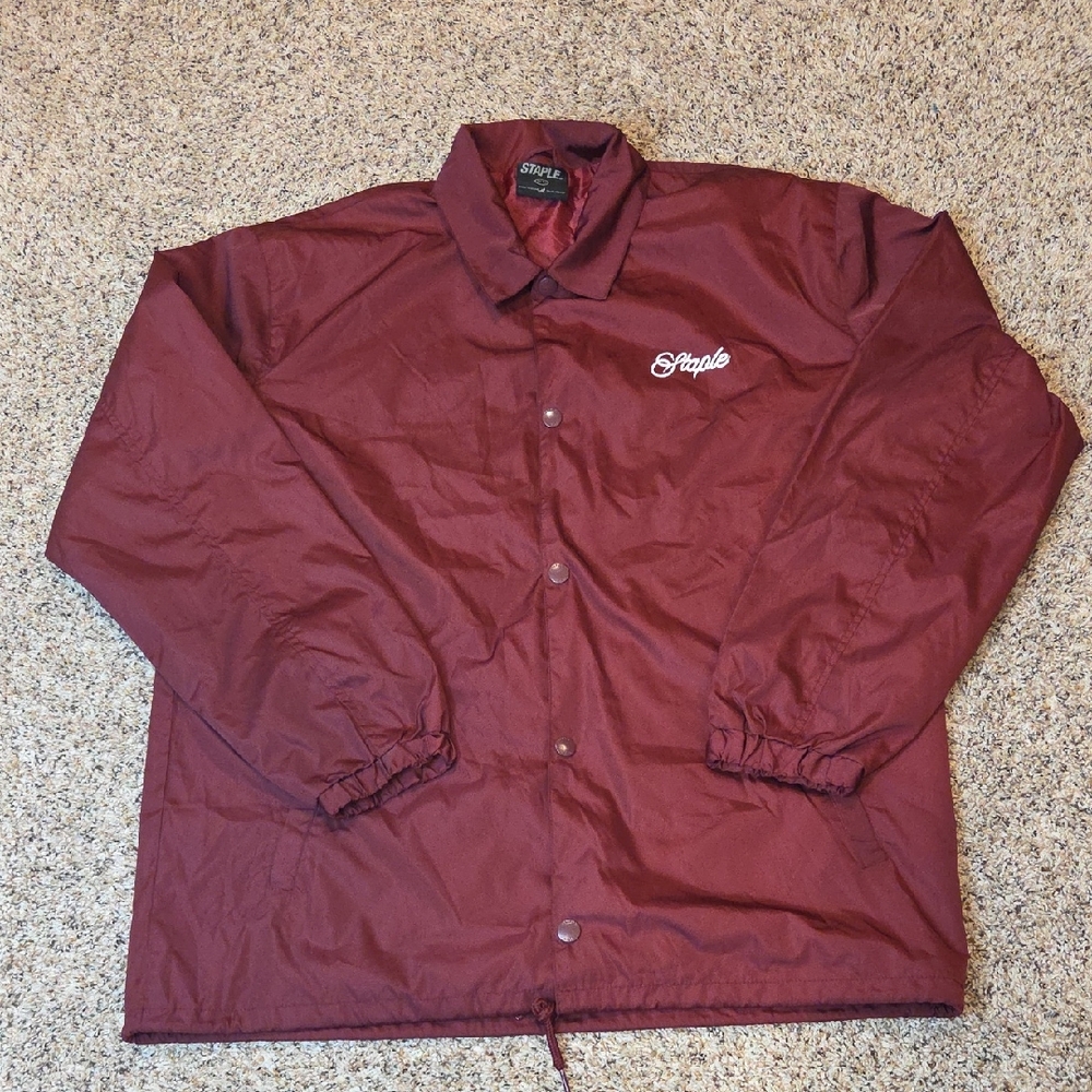 Staple Men's Maroon Windbreaker Jacket Size XL